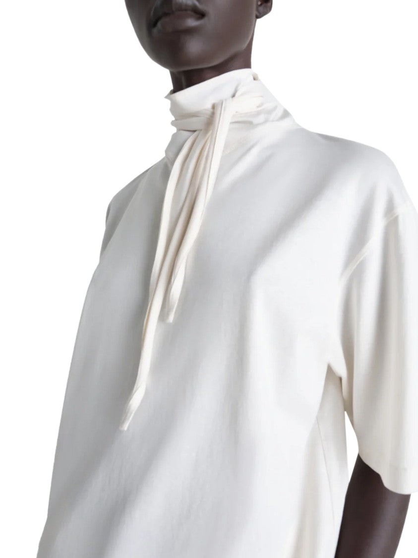 Lemaire Short-Sleeved Cotton Top With Built-In Foulard Detail