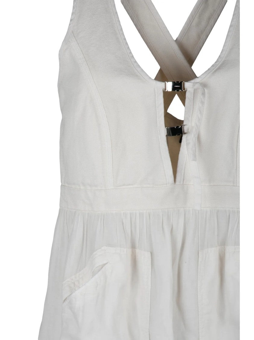 Pinko White Lester Gauzed Long Dress