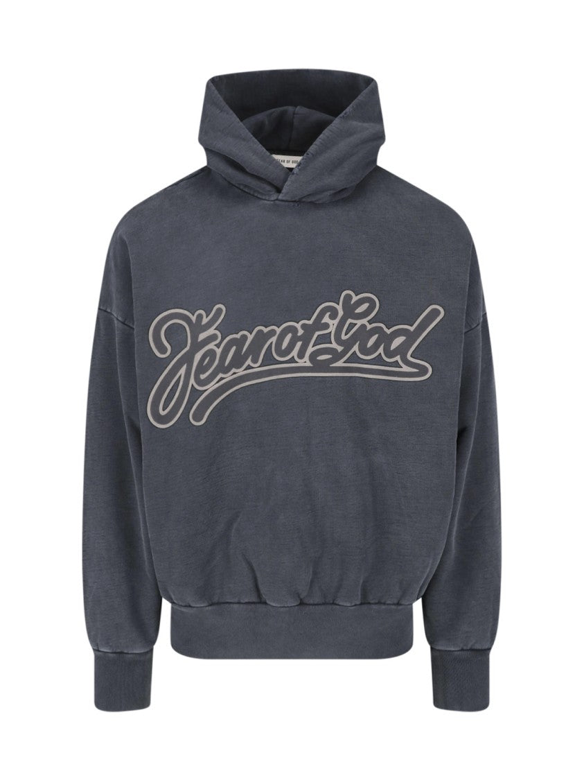 Fear Of God Grey Cotton Logo Hoodie