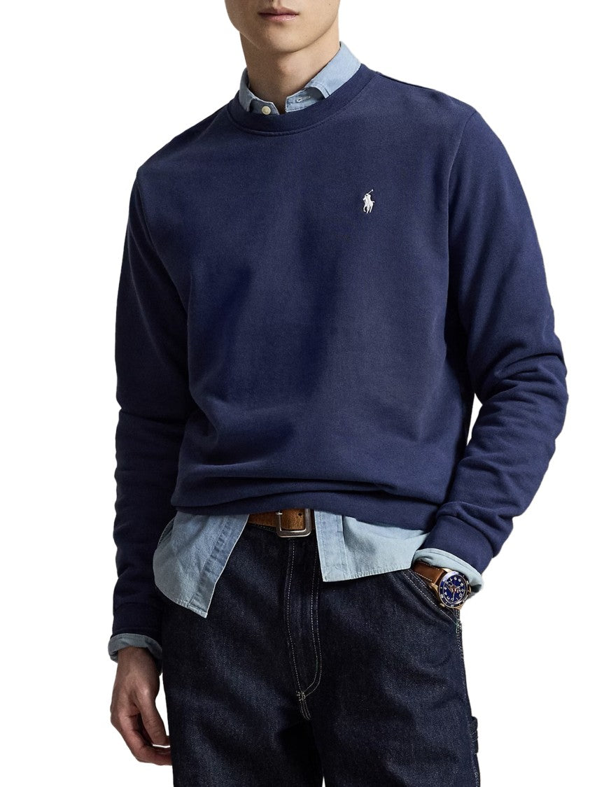 Polo Ralph Lauren Long Sleeve Navy Blue Sweatshirt With Ribbed Detailing