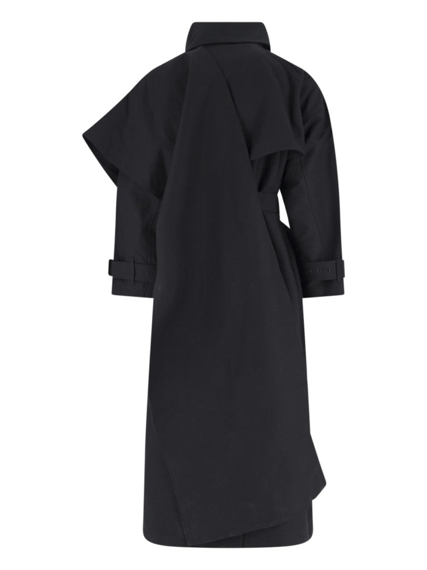 Entire Studios Black Asymmetrical Cape Overlay Jacket