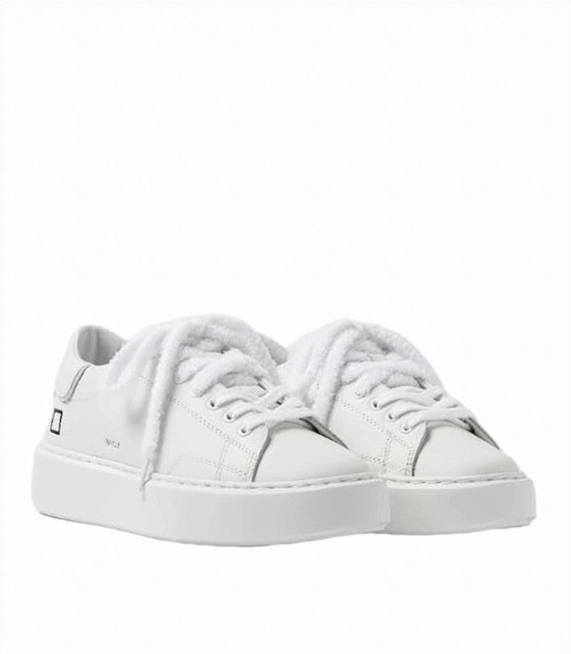 D.A.T.E White Sfera Calf Leather Stitched Sneakers