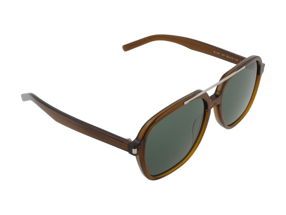 Saint Laurent Translucent Brown Green Lens Square Frame Sunglasses