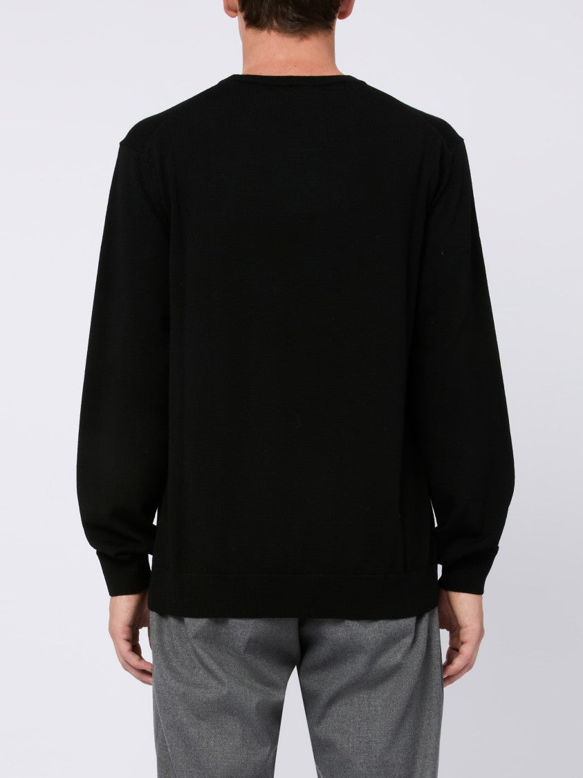 Daniele Fiesoli Merino Wool Crew Neck Sweater With Ribbed Accents