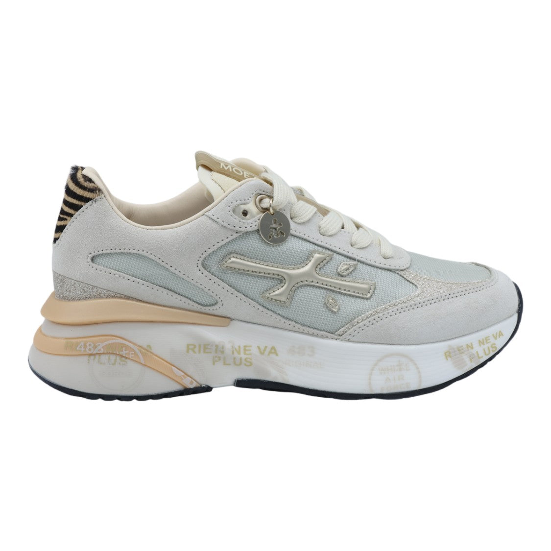 Premiata Layered Neutral Animal Print Sculpted Sole Sneakers