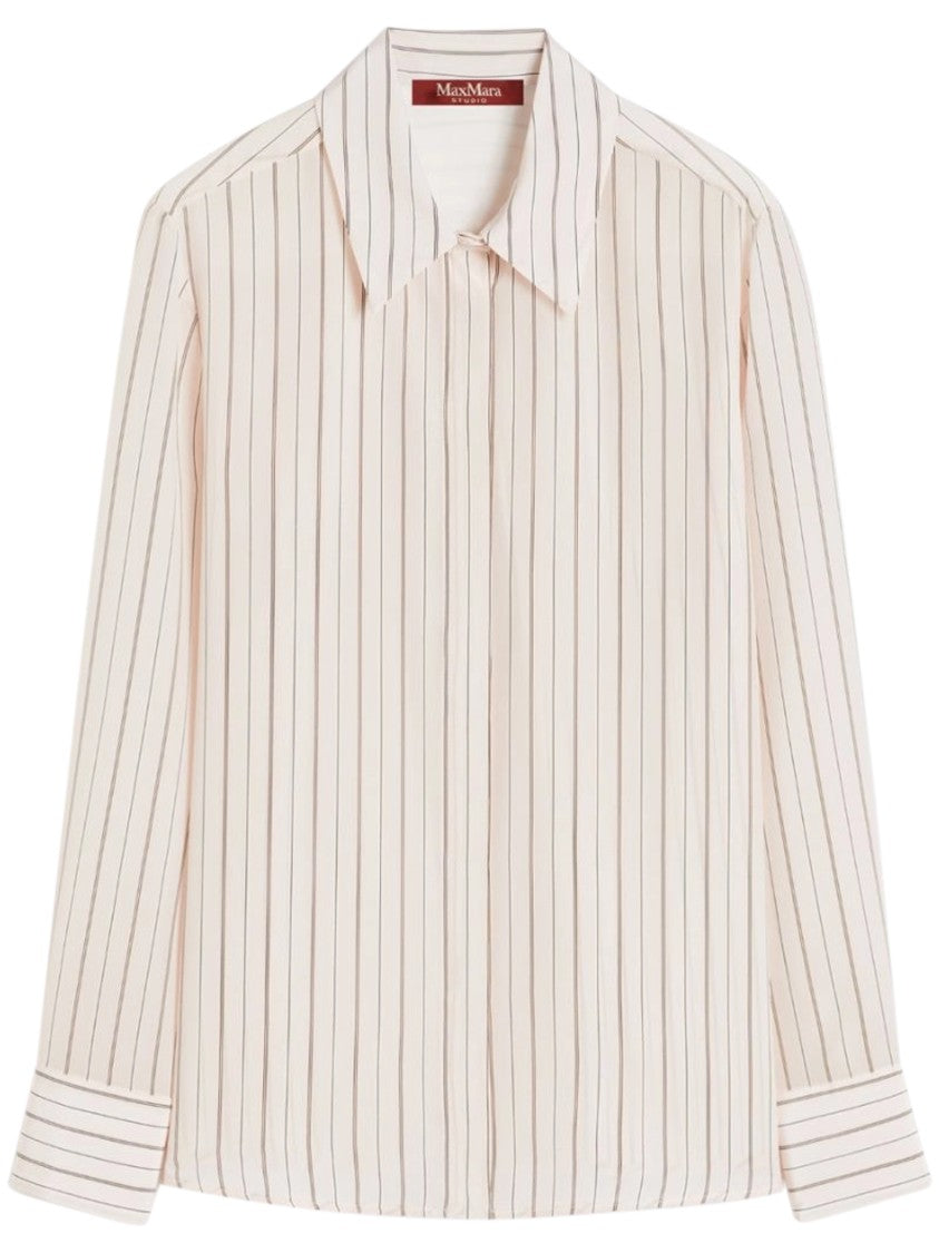 Max Mara Silk Blouse With Vertical Stripes And Classic Collar