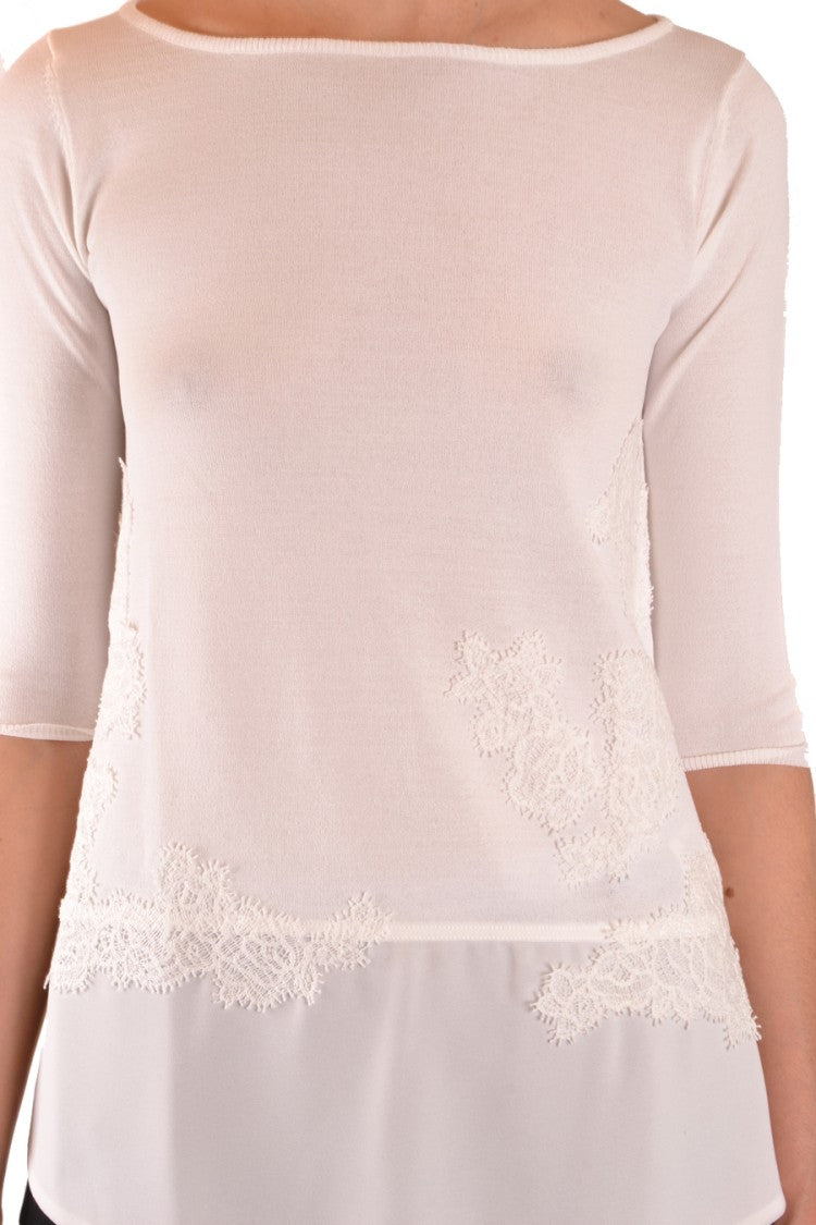 Ermanno Multicolor Sweater With Lace Appliqué