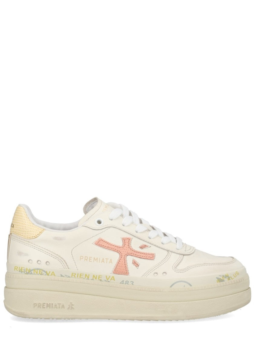 Premiata Micol Calfskin Elevated Sole Sneakers