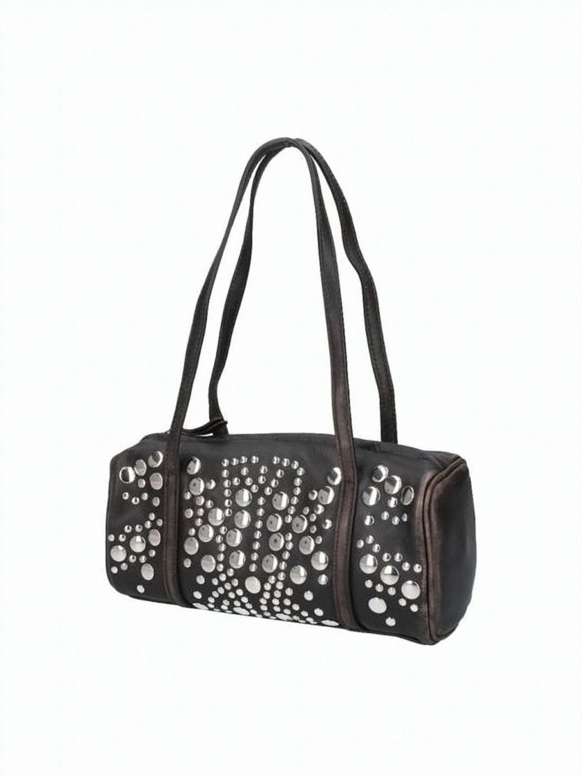 Gimaguas Cylindrical Metallic Studded Shoulder Bag