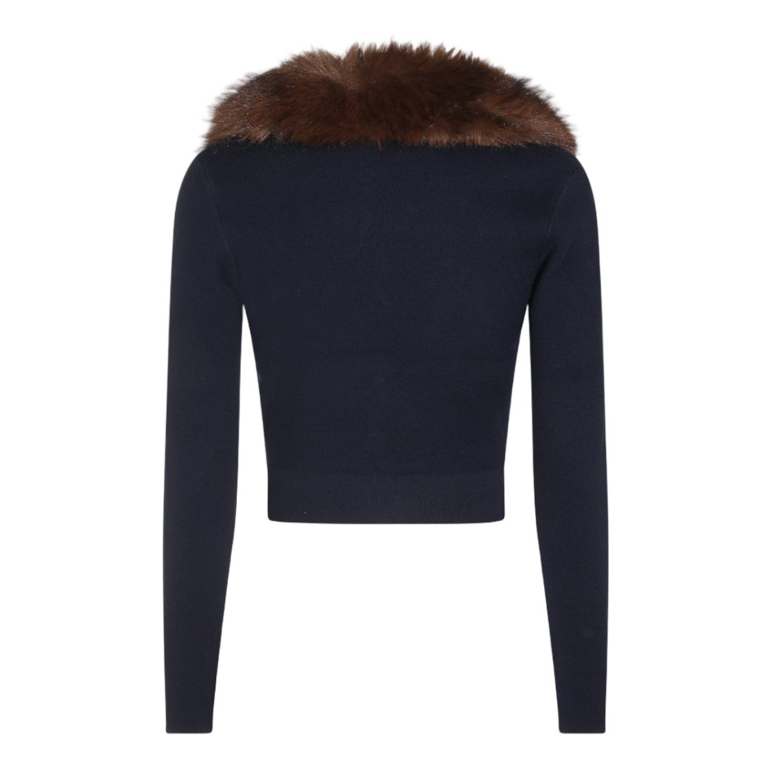 Self-Portrait Fitted Faux Fur Collar Sweater