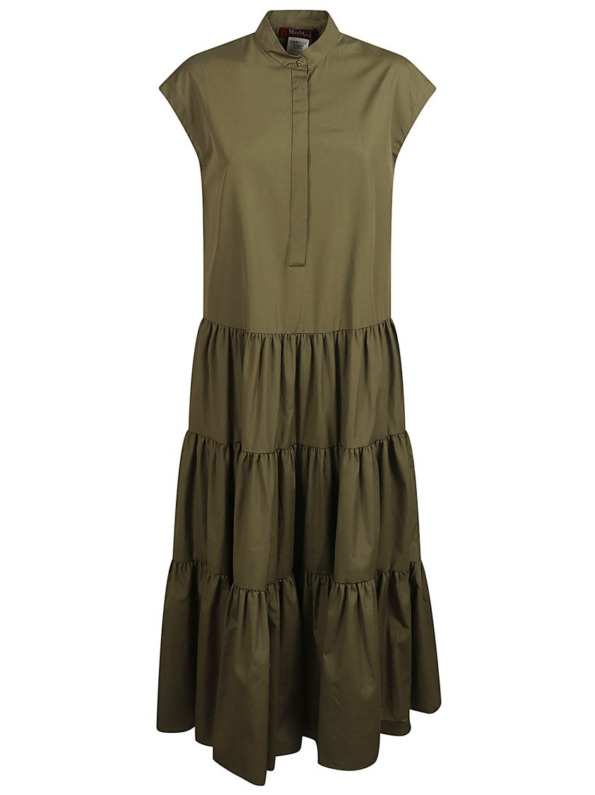 Max Mara Tiered Maxi Dress With High Neck