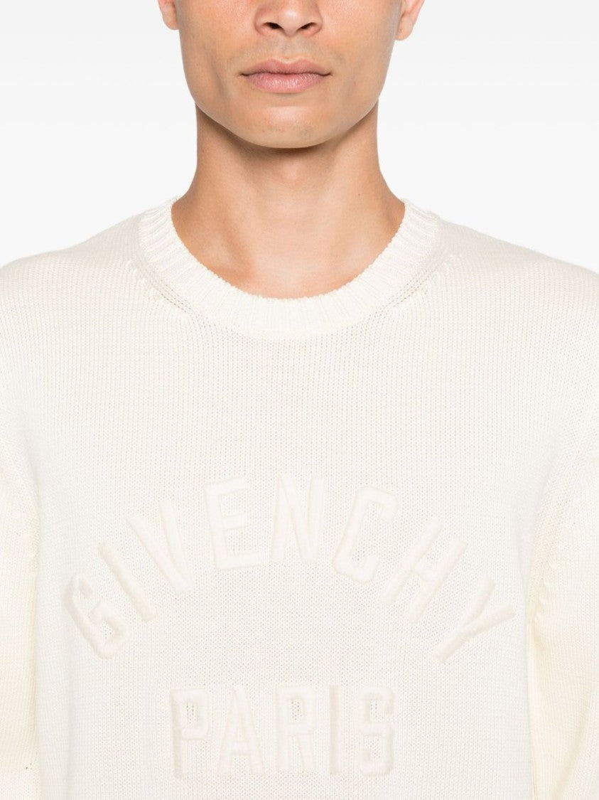 Givenchy Relaxed Fit Beige Sweater With Embossed Logo