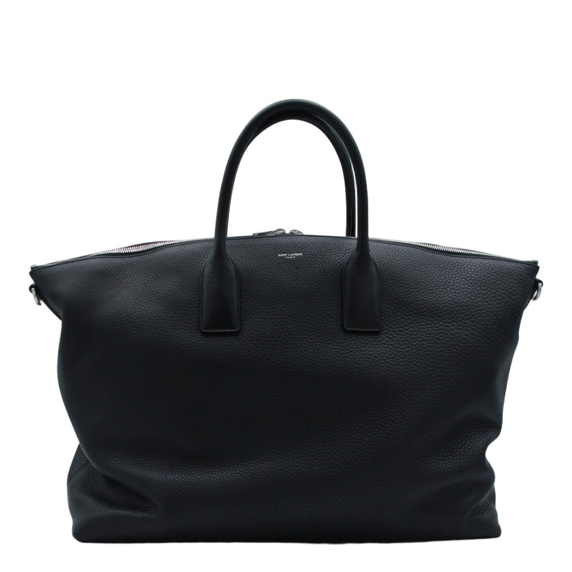 Saint Laurent Structured Black Pebbled Leather Bag