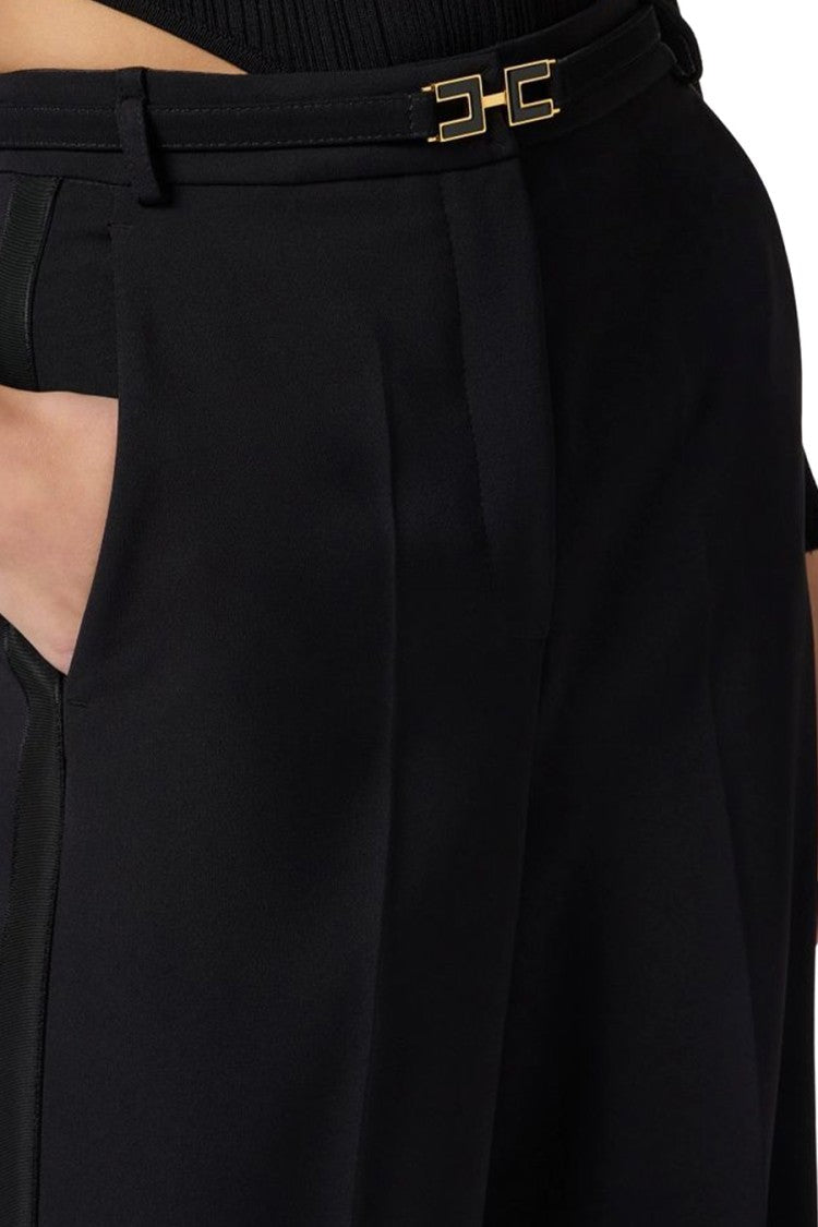 Elisabetta Franchi Polyester-Elastane Blend Wide Trousers