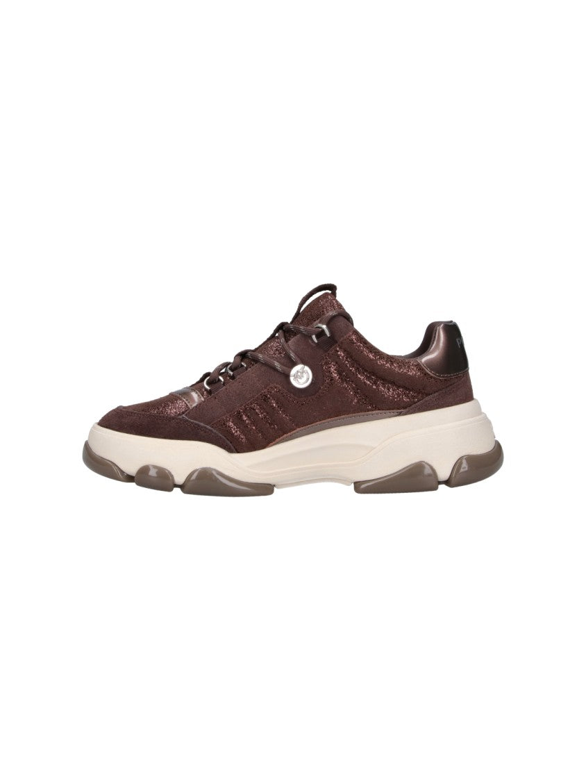 Pinko Brown Athena Leather Sneakers