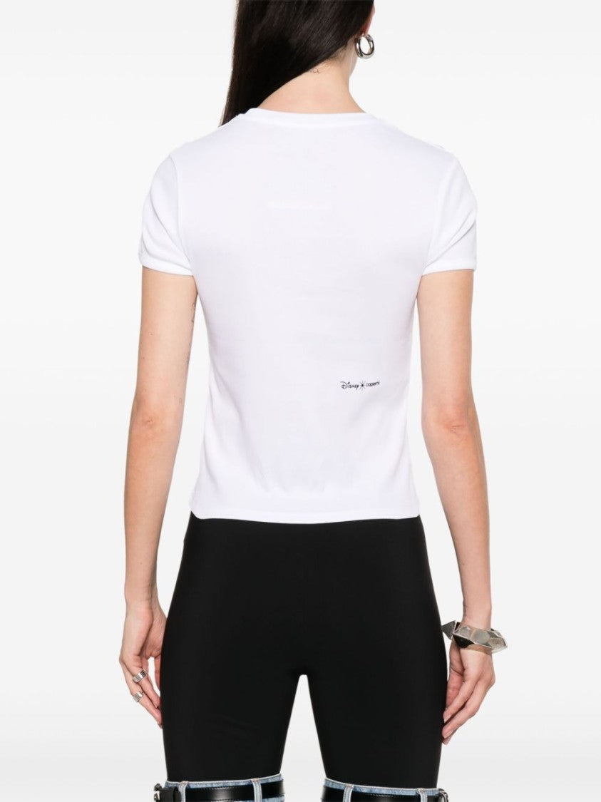Coperni White Ribbed Crew Neck Logo Top