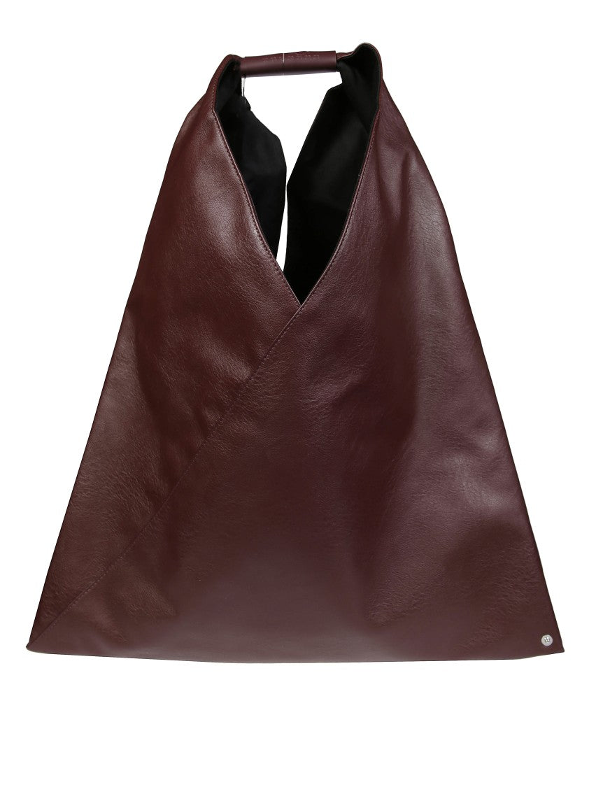 Mm6 By Maison Margiela Asymmetrical Burgundy Handbag With Structured Silhouette