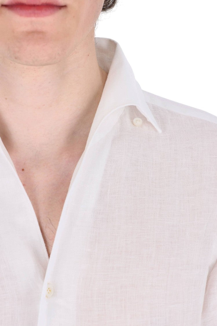 Finamore Gaeta Ustica Collar Linen Casual Shirt