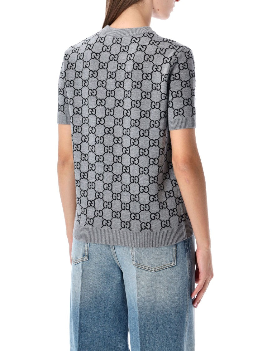 Gucci Gg Monogram Short Sleeve Reversible Sweater