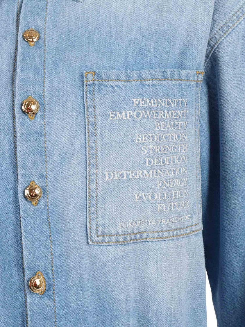 Elisabetta Franchi Light Blue Button Up Jumpsuit