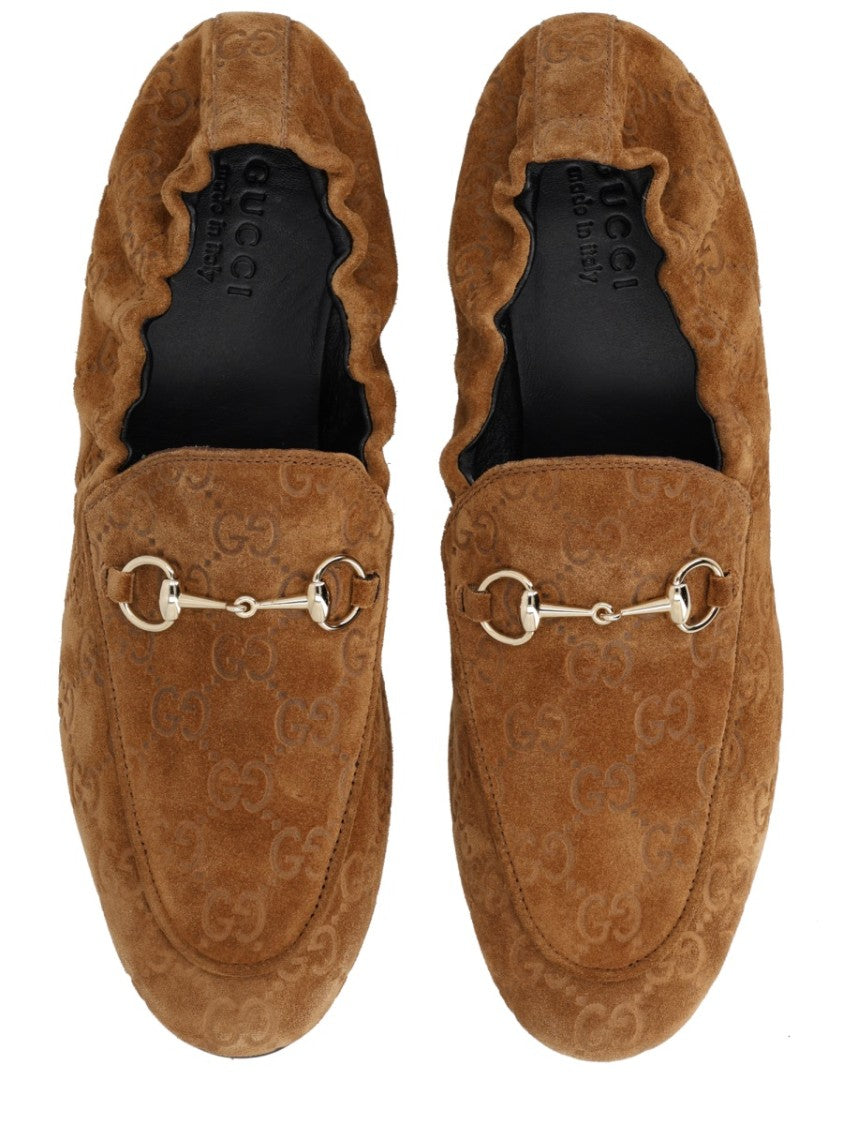 Gucci Gg Silver Clamp Pointed-Toe Loafers