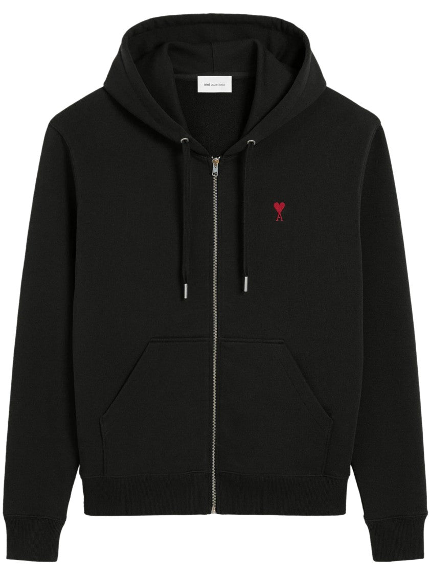 Ami Paris Sweatshirt Red Adc Zip-Up Hoodie