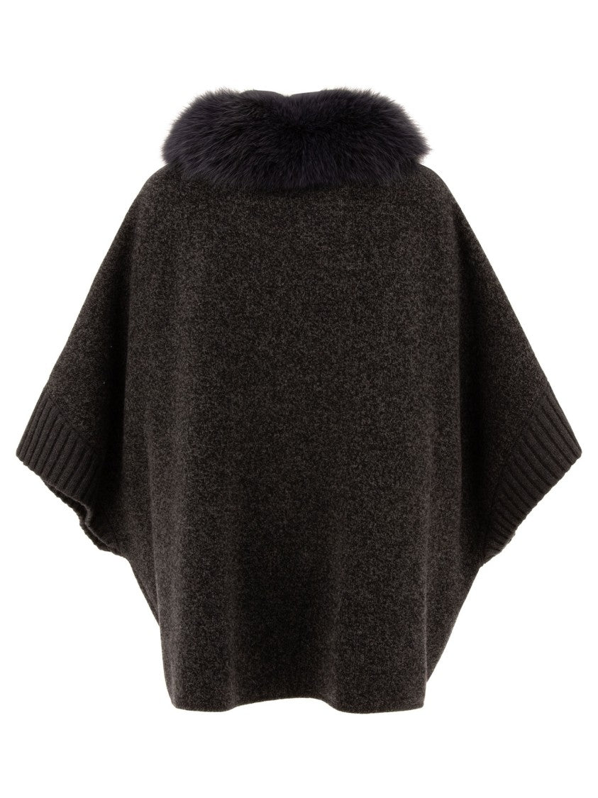 Giovi Poncho With Ribbed Cuffs