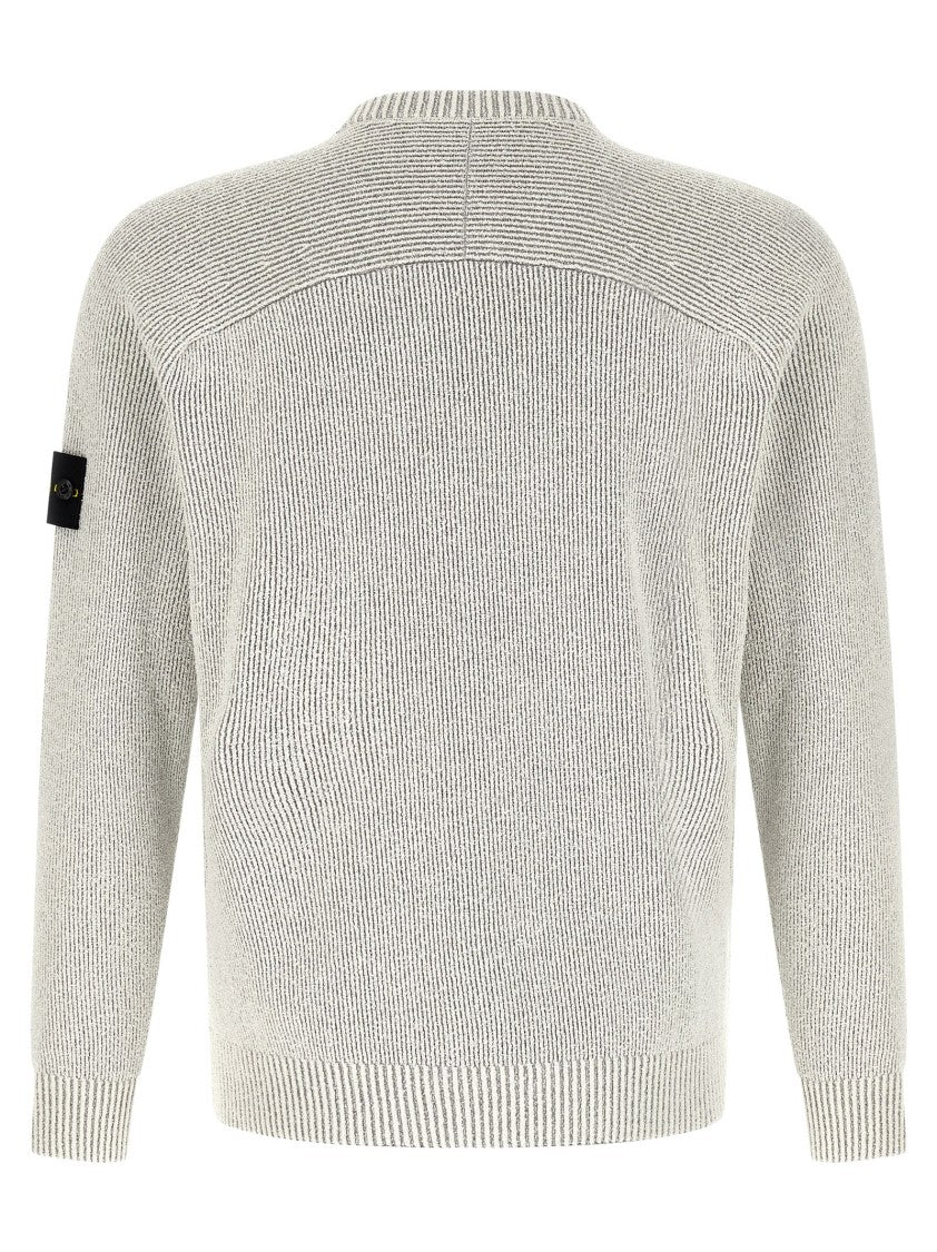 Stone Island Ribbed Bouclé Cotton Sweater With Crewneck