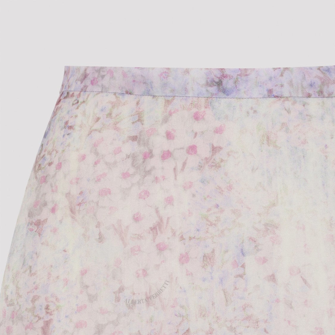 Alberta Ferretti Printed Organza Pink Silk Midi Skirt