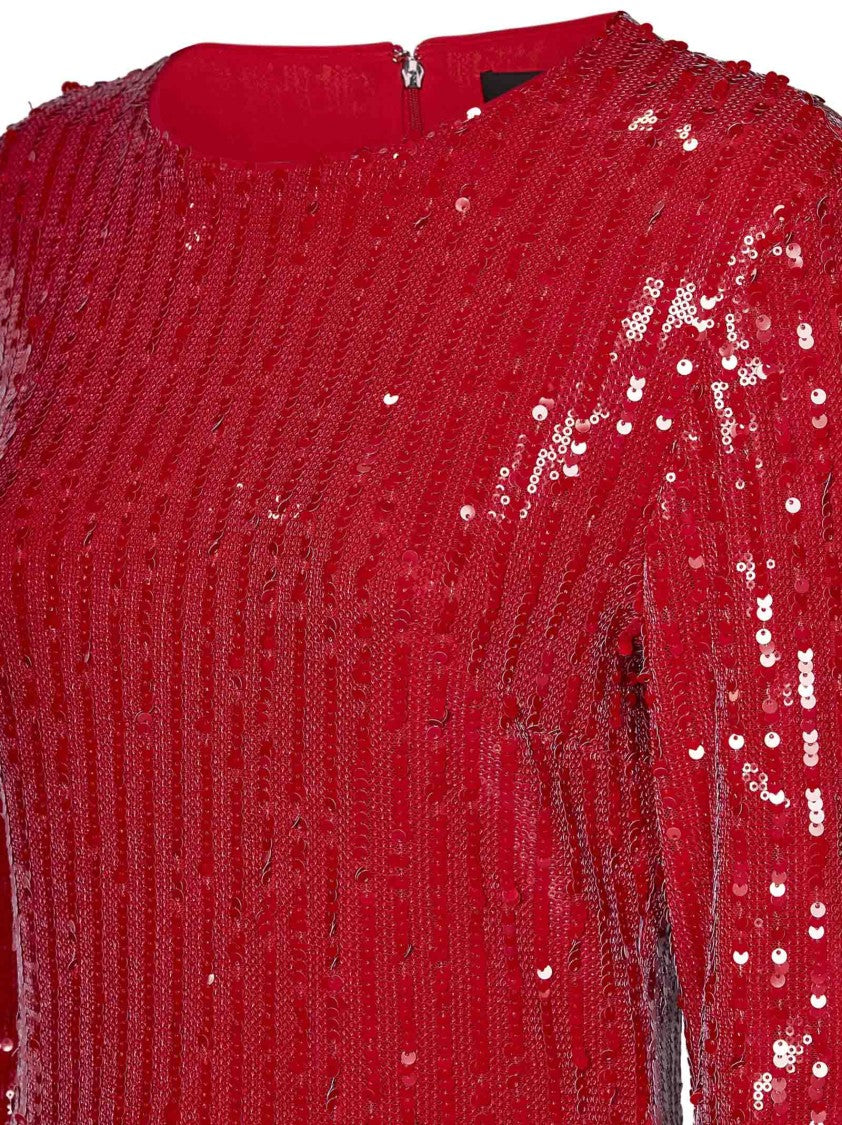 Rotate Long-Sleeved Red Sequin Mini Dress