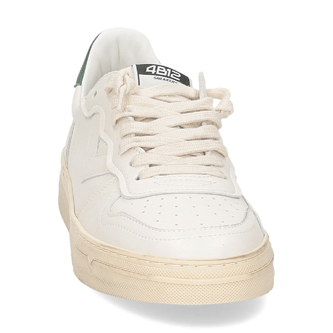 4B12 Smooth Leather Sneakers Chunky Heel Tab