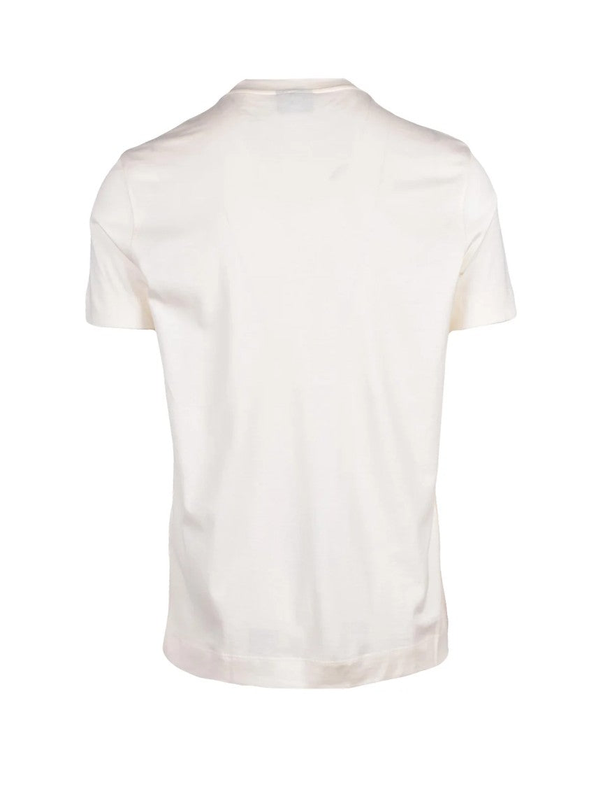 Emporio Armani Cream Cotton Emblem T-Shirt
