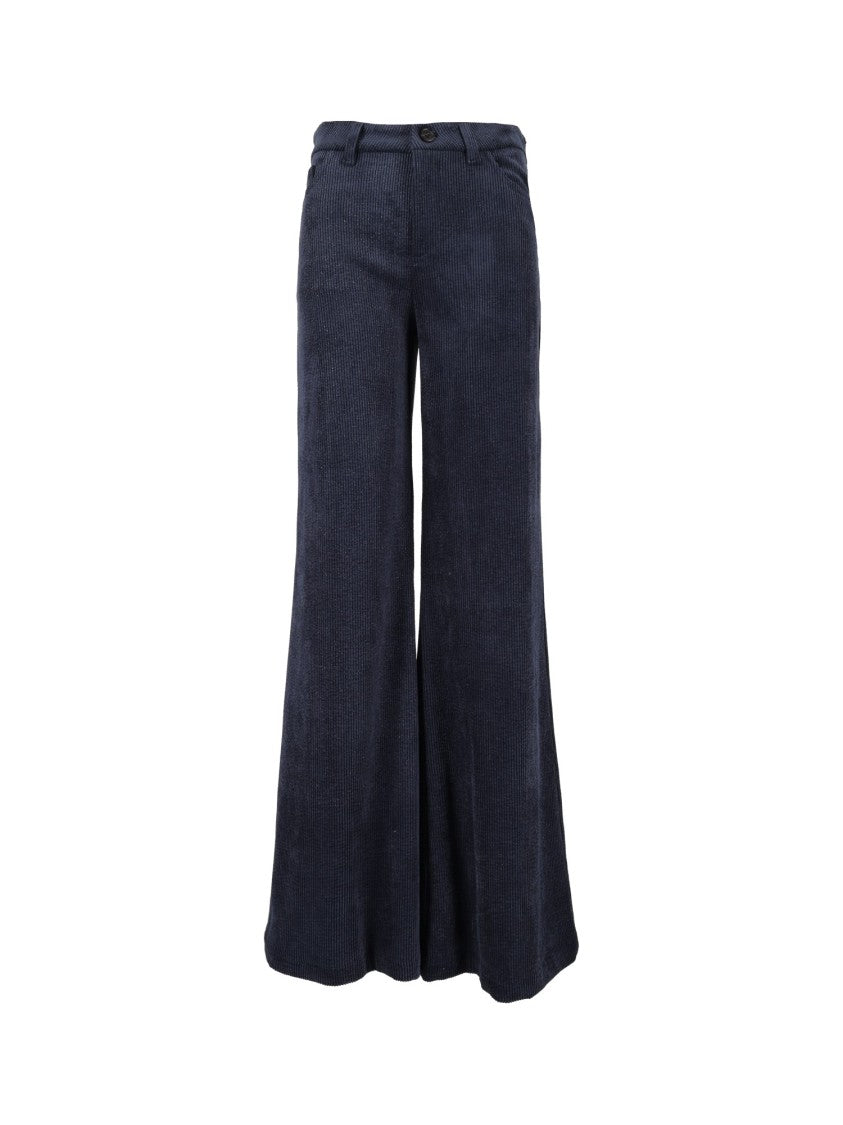 Ermanno Scervino High-Waisted Textured Corduroy Wide-Leg Pants