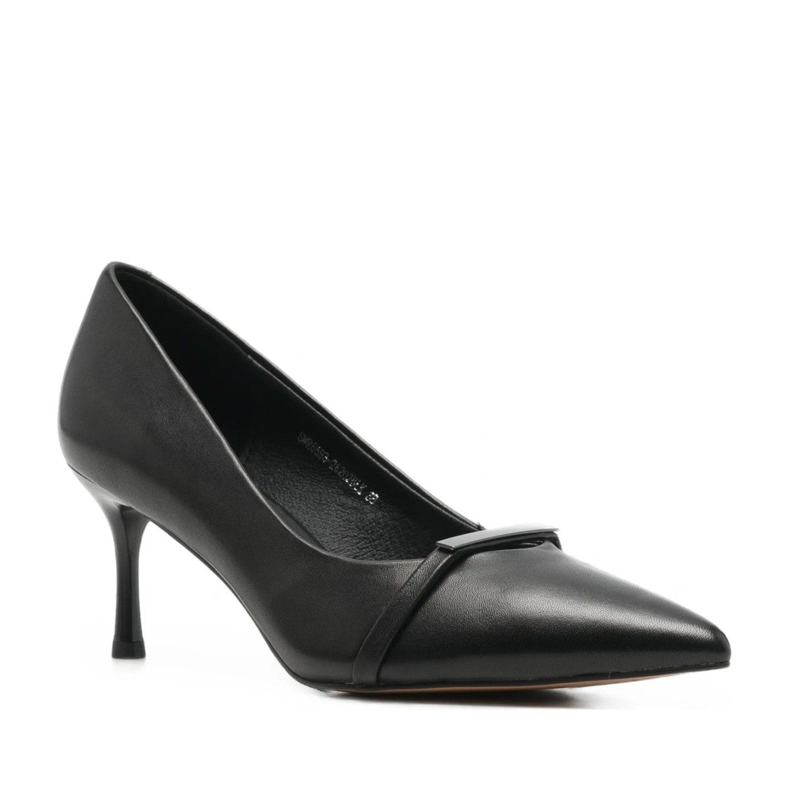 Sergio Moretti Black Pointed Toe Subtle Strap Detail Mid-Height Stiletto Dress Pumps