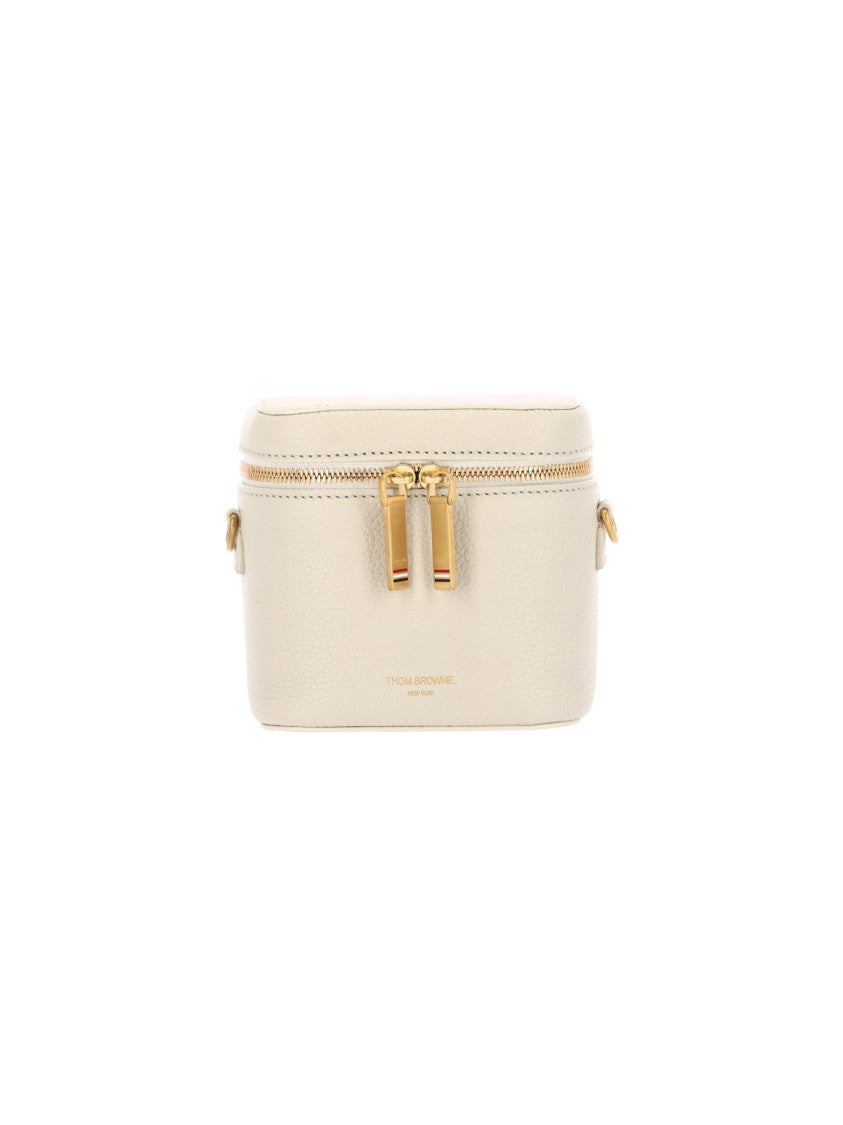 Thom Browne Cream Pebbled Leather Adjustable Strap Pouch