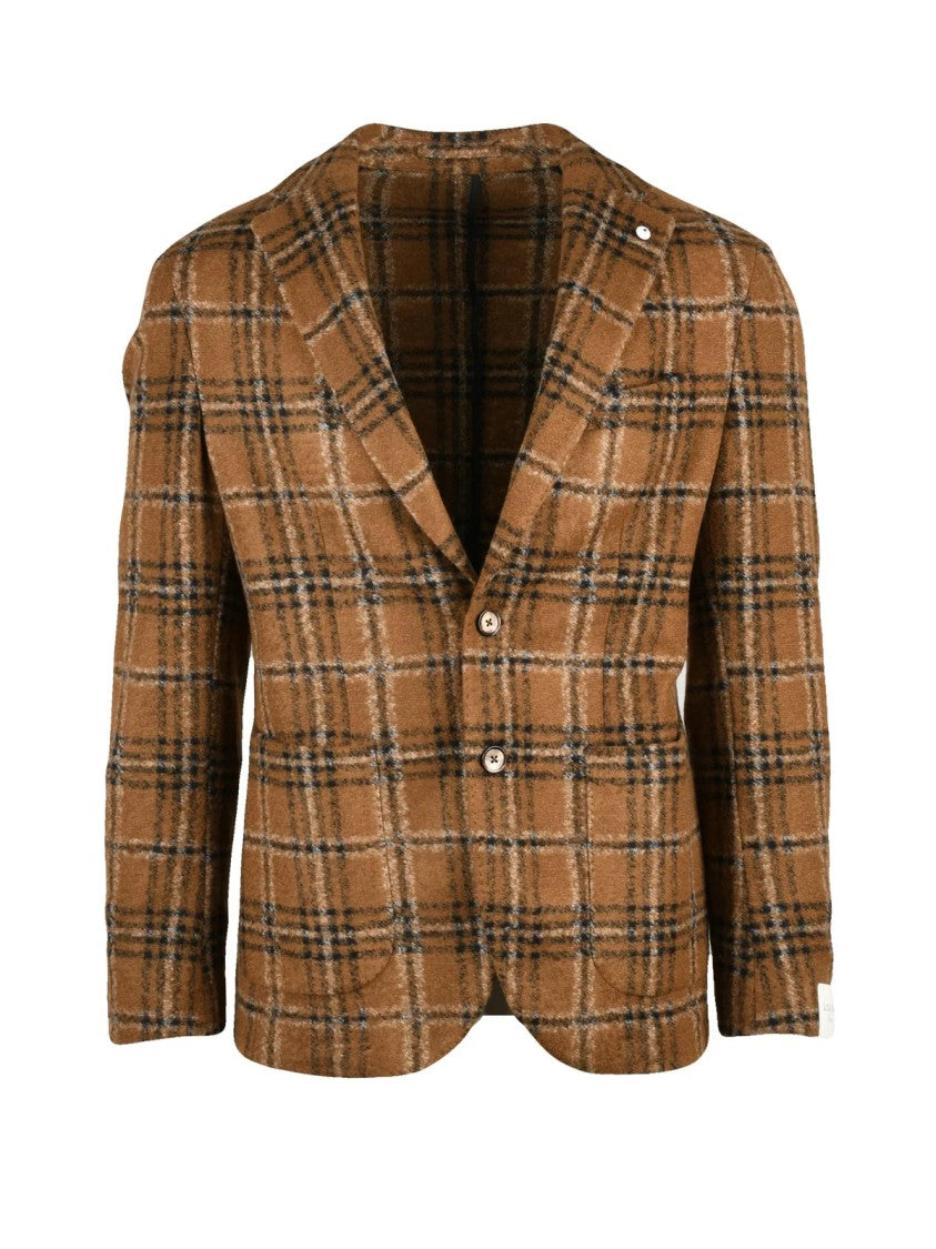 L.B.M. 1911 Round Cut Jacket With Button Closure And Plaid Design