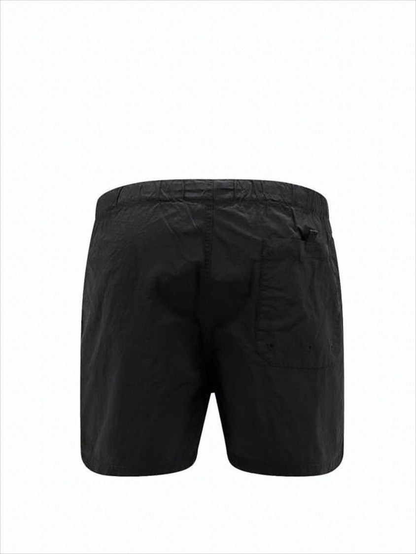 Stone Island Black Beach Shorts With Drawstring Waistband