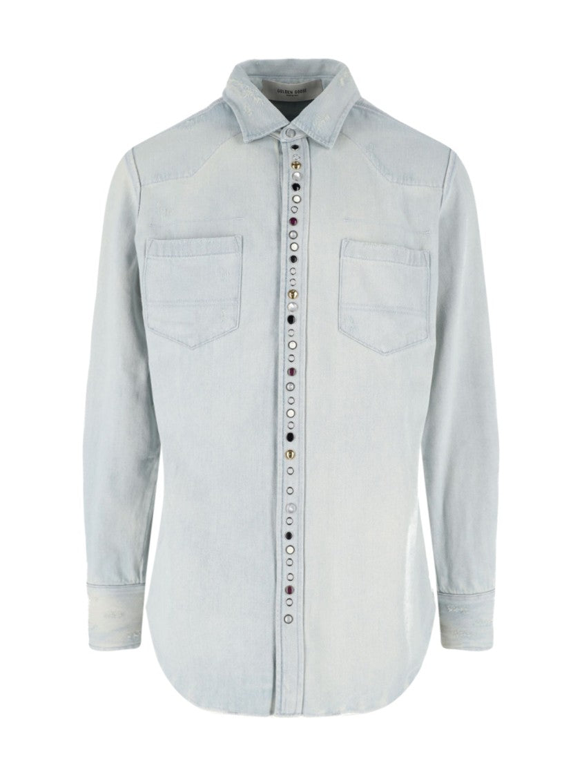 Golden Goose Denim Shirt With Studs – Blue
