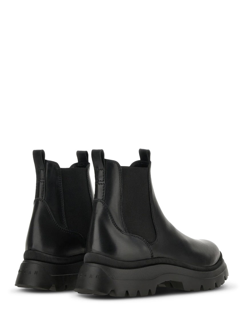Hogan Black Leather Boots