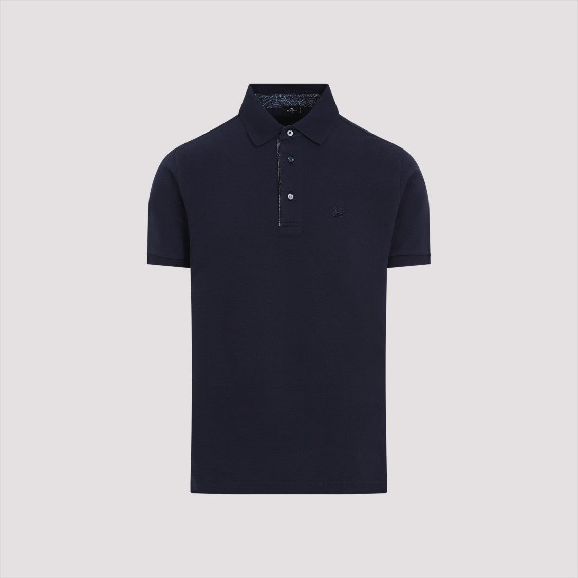 Etro Dark Blue Cotton Roma Printed Details Polo