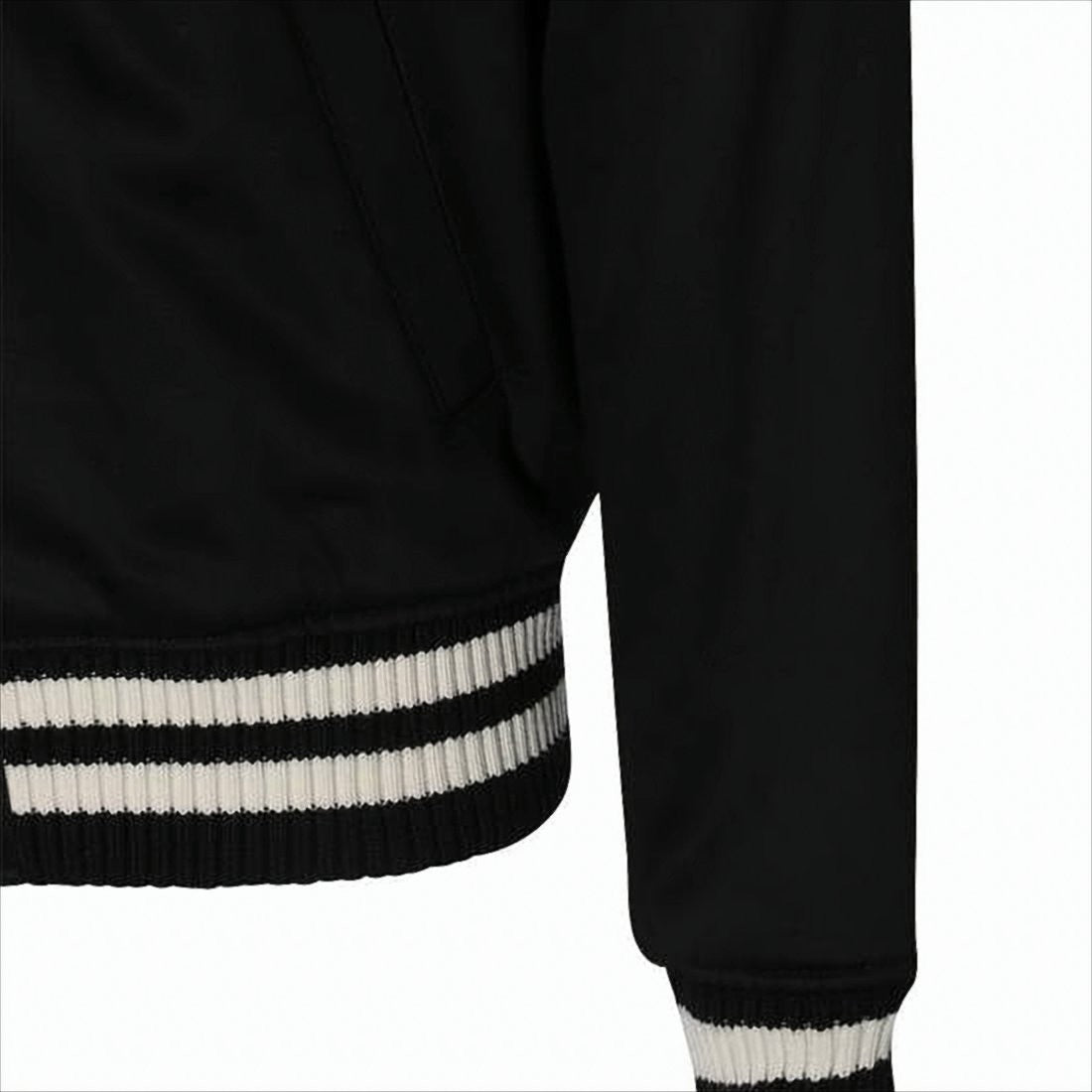 Maison Kitsuné Black Striped Ribbed Collar Bomber Jacket