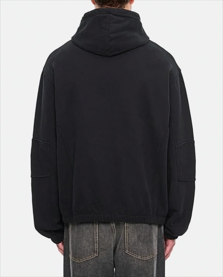 Roa Relaxed-Fit Black Hoodie With Drawstring And Embroidered Details