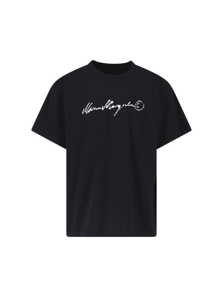 Mm6 By Maison Margiela Black Cotton Ribbed Crewneck T-Shirt
