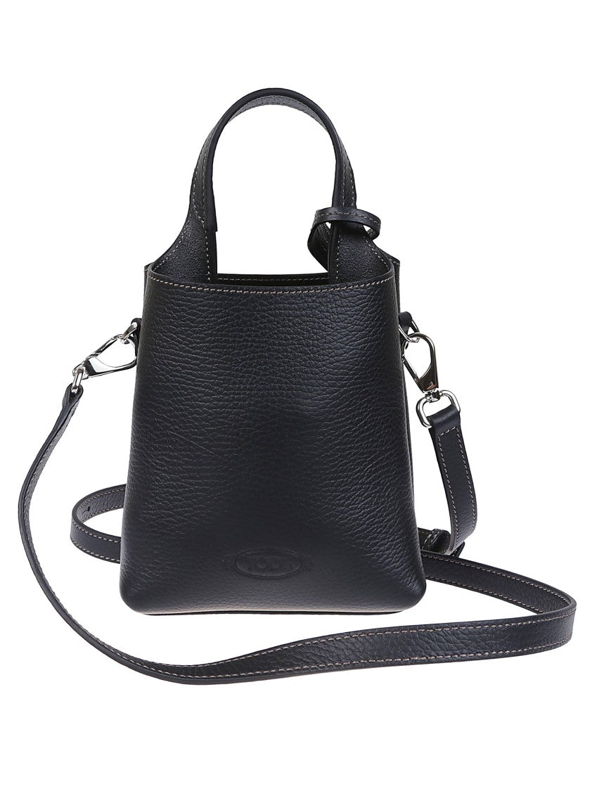 Tod's Structured Pebbled Leather Shoulder Bag With Dual Handles
