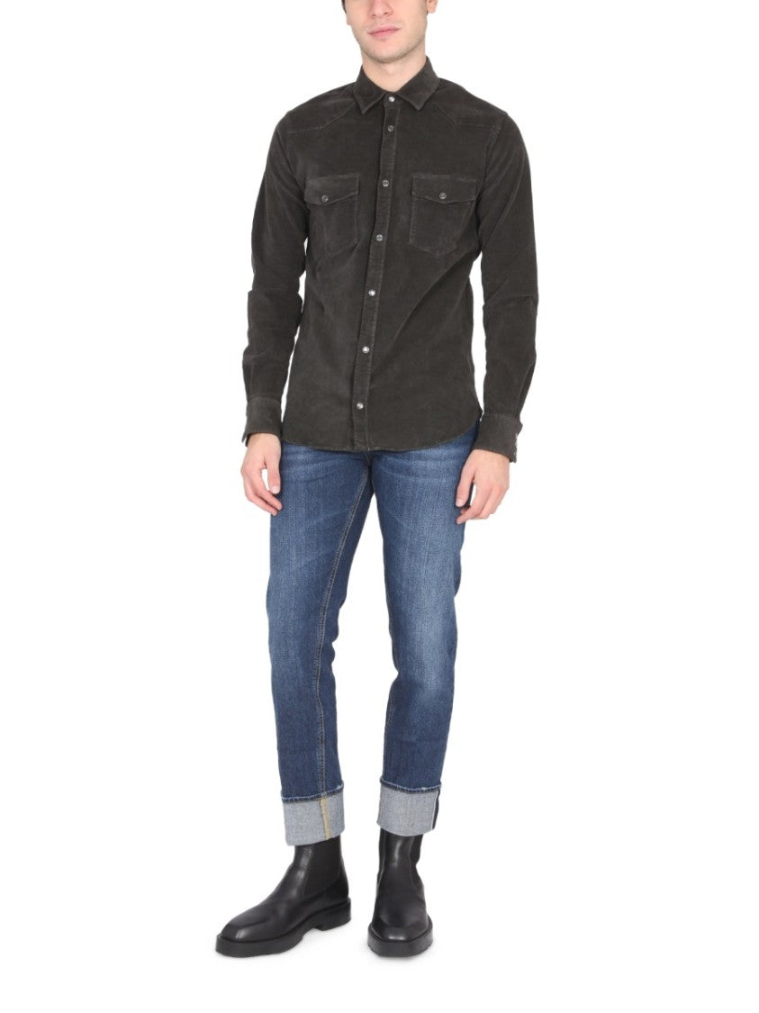 Pt Torino Medium Blue Washed Twill Jeans