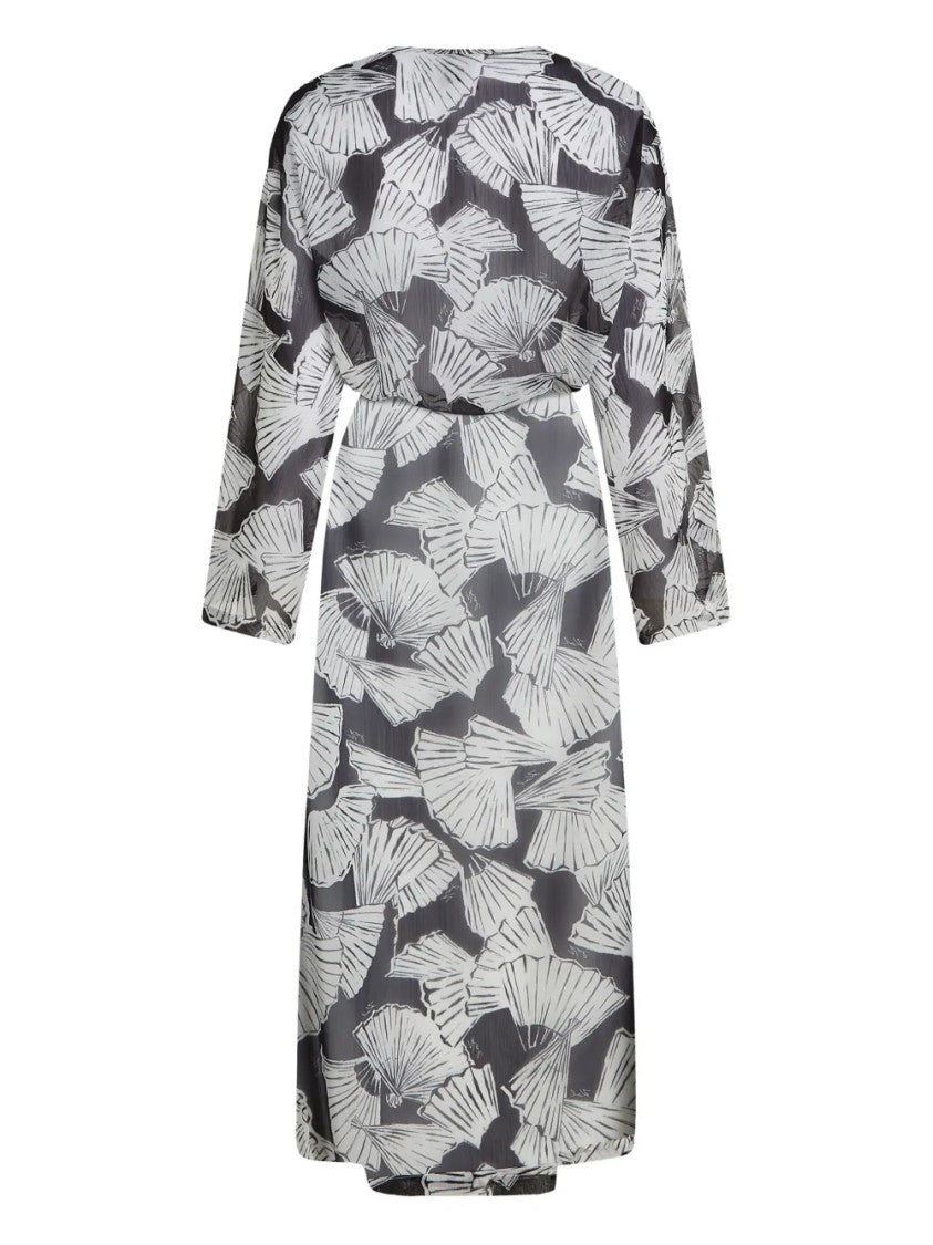 Karl Lagerfeld Mid-Calf Sheer Kaftan With Abstract Print