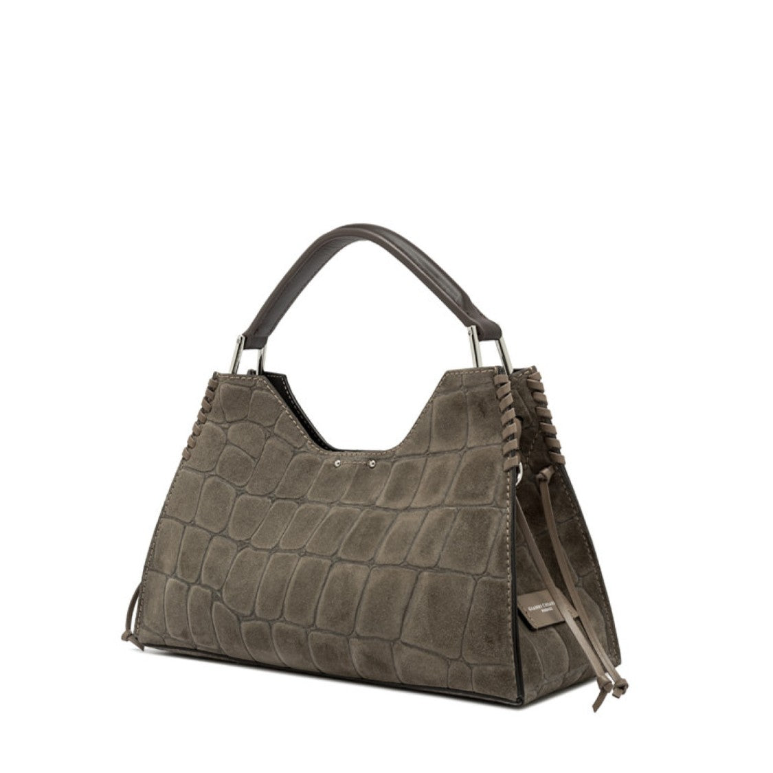 Gianni Chiarini Fawn Aurora Croc-Print Suede Bag
