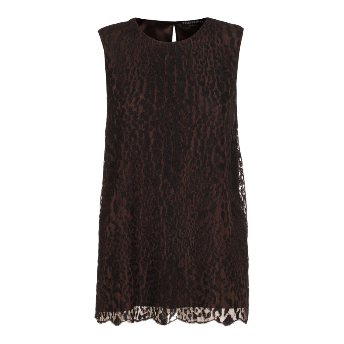 Tom Ford Sleeveless Lace Overlay Top With Scalloped Hem