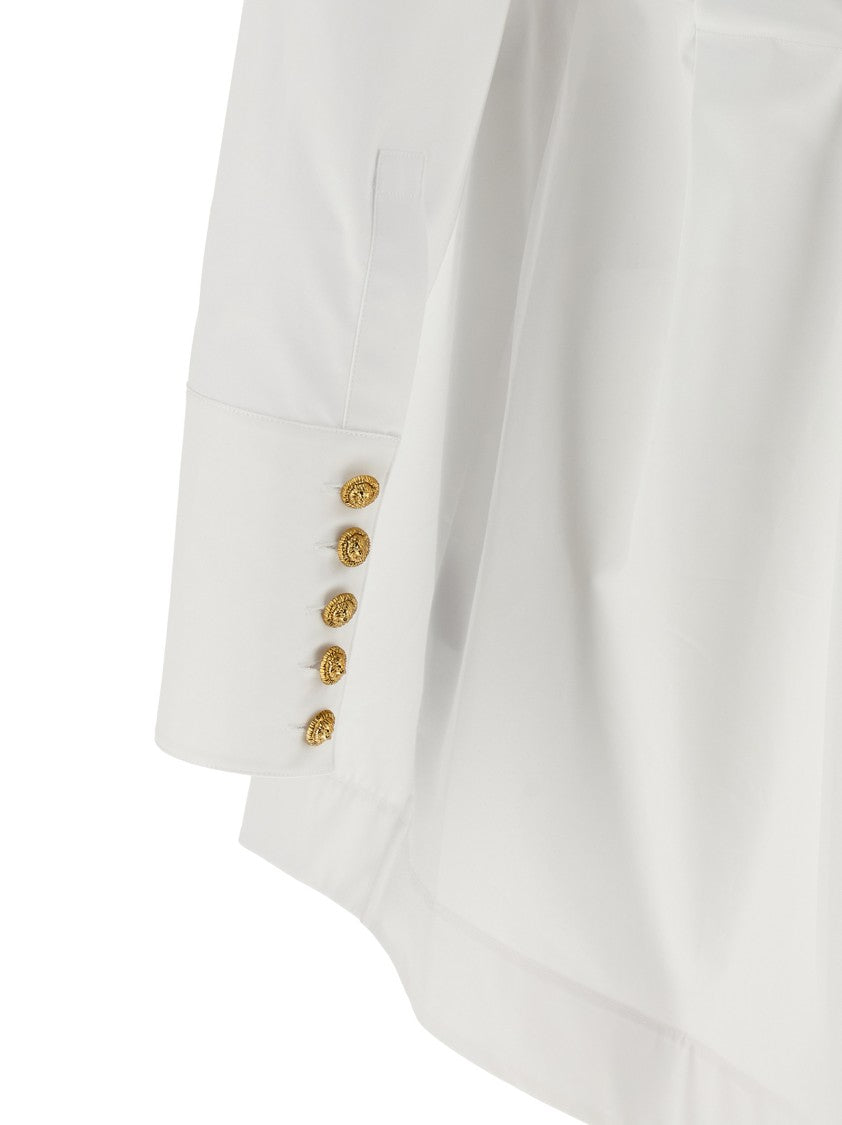 Balmain Cotton Poplin Chemisier Dress With Pointed Collar