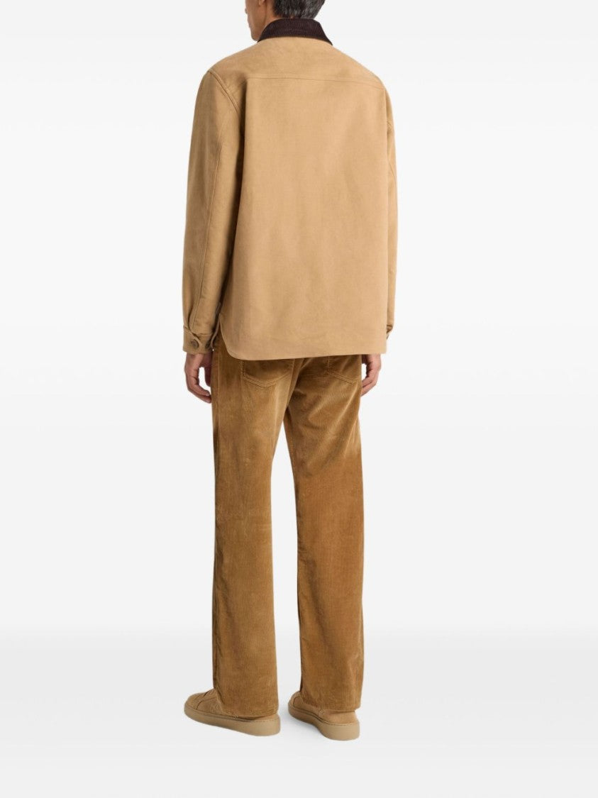 Etro Beige Cotton Workwear Jacket With Corduroy Collar